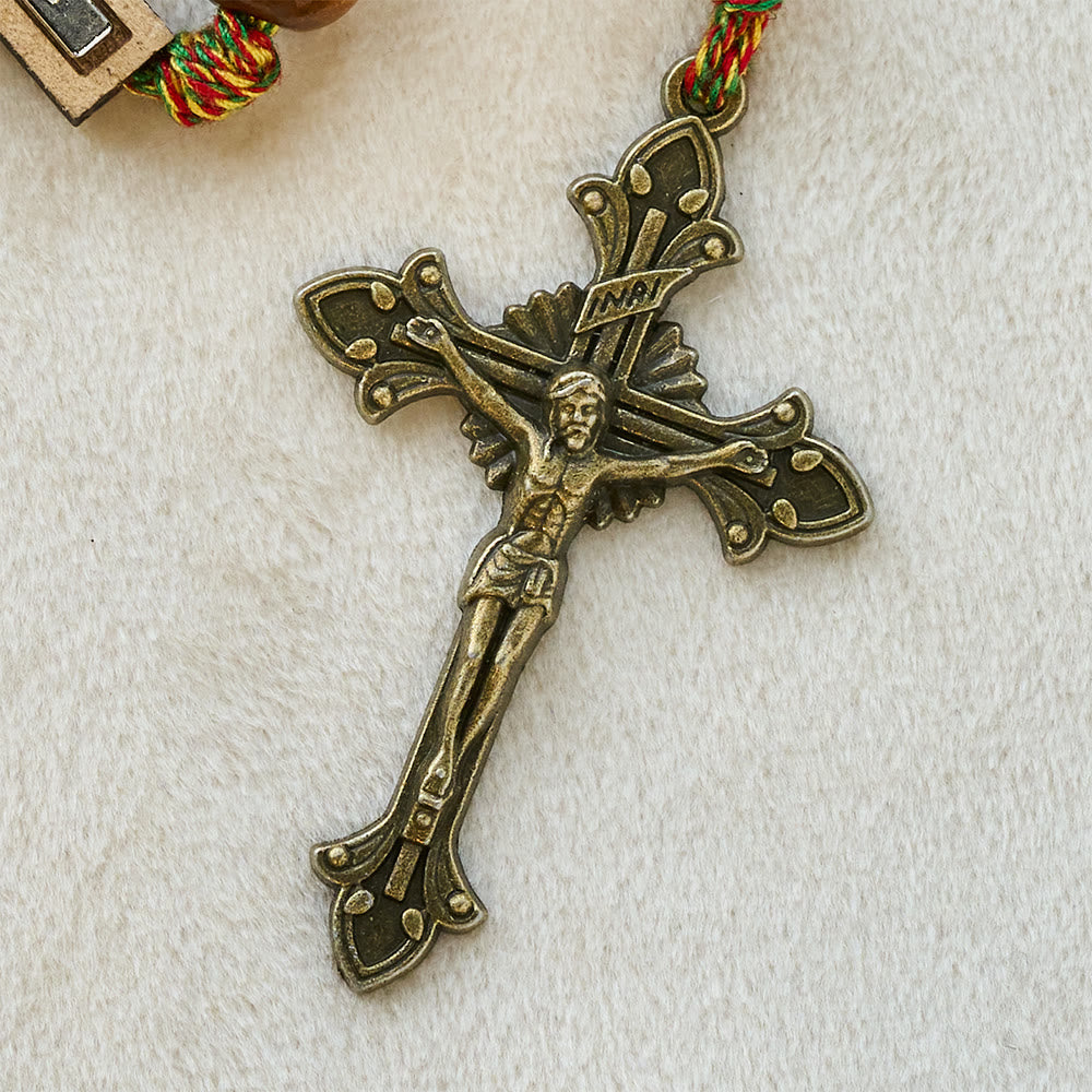 Christianartworkshop Rosenkranz aus Holz für das neue Jahr 2026: Buntes Design aus Baumwollkordel - image 10