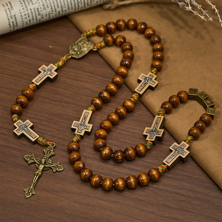 Christianartworkshop Rosenkranz aus Holz für das neue Jahr 2026: Buntes Design aus Baumwollkordel - Rosenkranz für das neue Jahr 2026 - image 0