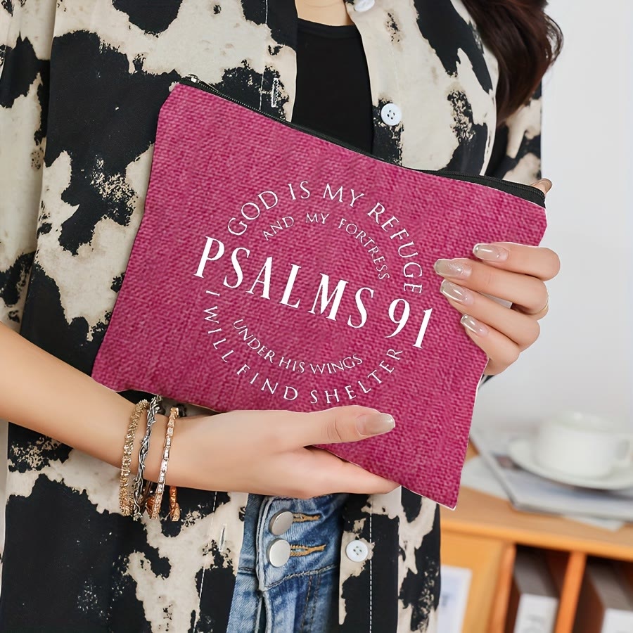 Christianartworkshop Bedruckte Kosmetiktasche aus Canvas mit Psalm 91: Verkörpere seinen Schutz und seine Fürsorge. - image 1
