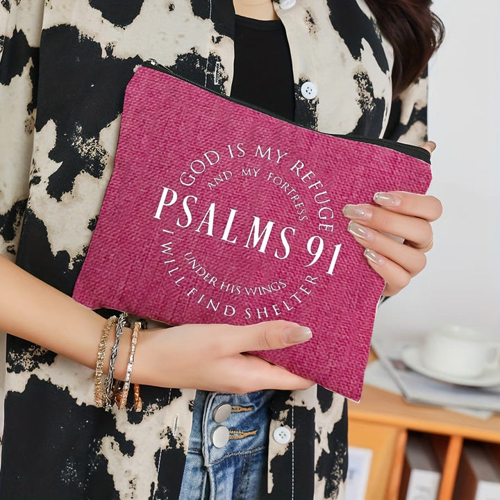 Christianartworkshop Bedruckte Kosmetiktasche aus Canvas mit Psalm 91: Verkörpere seinen Schutz und seine Fürsorge. - image 1
