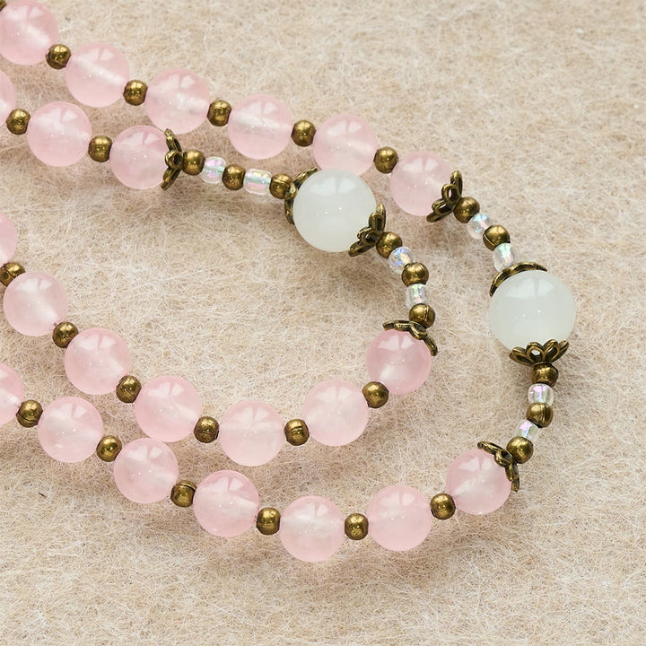 Christianartworkshop Rosenkranz mit kunstvollem Kruzifix aus rosa und weißen Glasperlen: Verkörpere seine sanfte Gnade - image 6