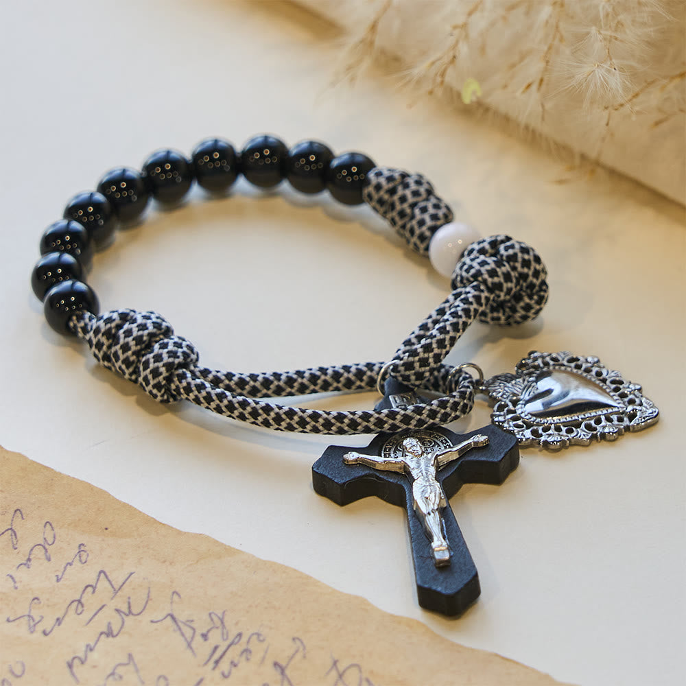 Christianartworkshop Rosenkranz-Set für Paare im Taschenformat mit Herz Jesu und Kruzifix - Schwarz - image 5