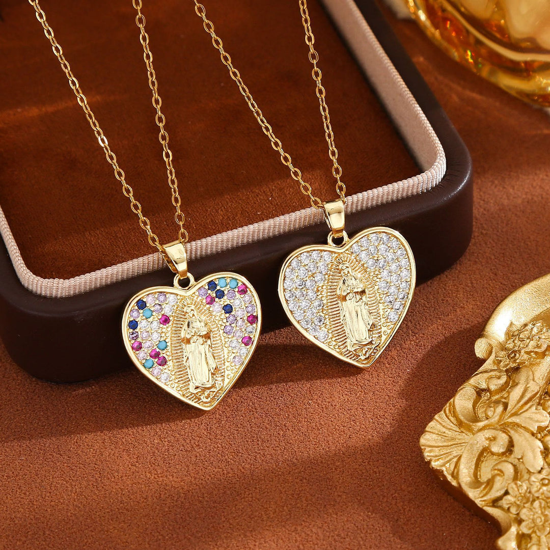 Christianartworkshop Strahlende Marienkette mit herzförmigem Zirkonia-Fassung: Tragen Sie ihren Schutz jeden Tag bei sich - image 0