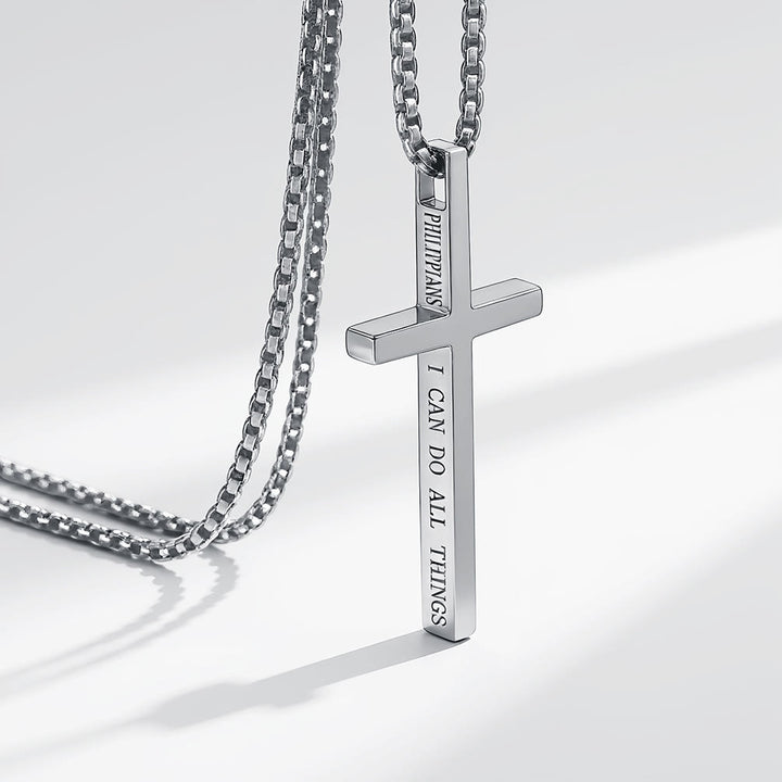Christianartworkshop Kreuzkette mit der Inschrift „Ich kann alles tun“: Stilvolle Erinnerung an seine zärtliche Stärke - Silber - image 5
