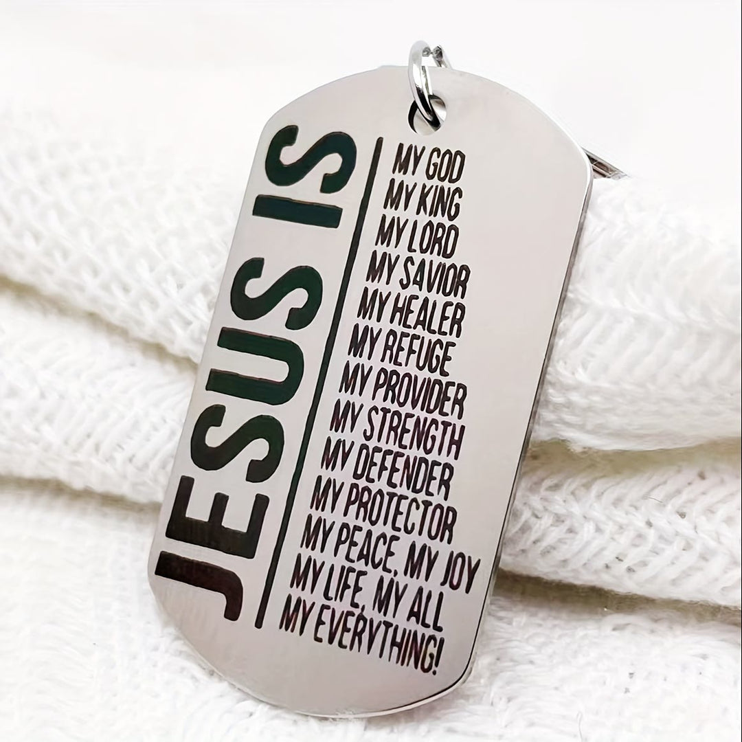 Christianartworkshop Hundeanhänger mit der Aufschrift „JESUS IST“ und einer Liste seiner Rollen: Verkörpere seine allumfassende Fürsorge - Jesus - image 0