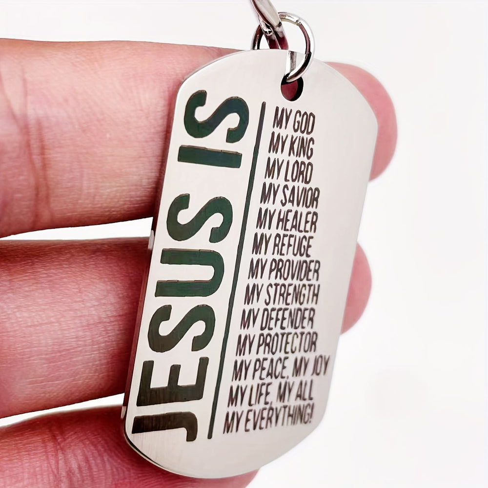 Christianartworkshop Hundeanhänger mit der Aufschrift „JESUS IST“ und einer Liste seiner Rollen: Verkörpere seine allumfassende Fürsorge - image 1