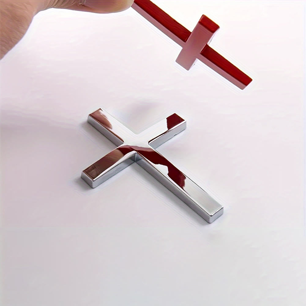 Christianartworkshop Robuster Autoaufkleber mit Metallkreuz: Erinnert an seine stille Führung auf dem Weg - Silber (4er-Set) - image 3