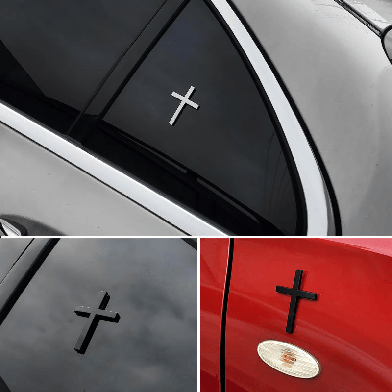 Christianartworkshop Robuster Autoaufkleber mit Metallkreuz: Erinnert an seine stille Führung auf dem Weg - image 0