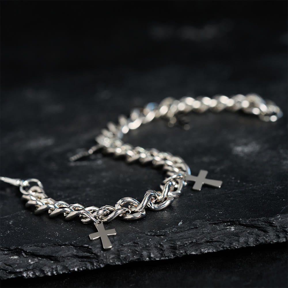Christianartworkshop Panzerkettenarmband mit baumelnden Kreuzanhängern: Verkörpere seine kühne Gnade - image 2