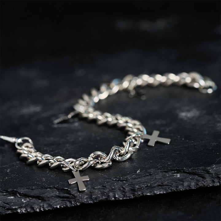 Christianartworkshop Panzerkettenarmband mit baumelnden Kreuzanhängern: Verkörpere seine kühne Gnade - image 2