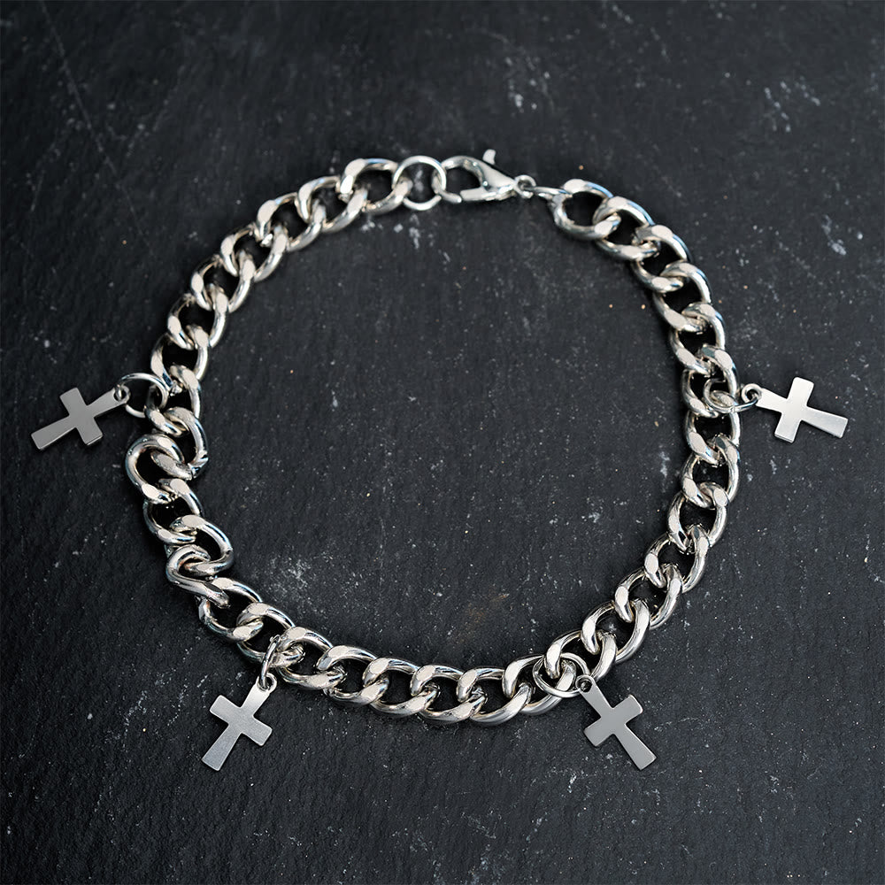 Christianartworkshop Panzerkettenarmband mit baumelnden Kreuzanhängern: Verkörpere seine kühne Gnade - image 4