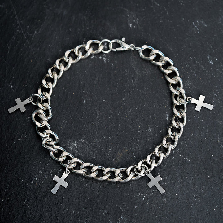 Christianartworkshop Panzerkettenarmband mit baumelnden Kreuzanhängern: Verkörpere seine kühne Gnade - image 4