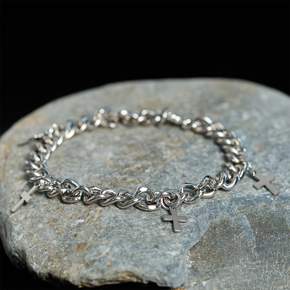 Christianartworkshop Panzerkettenarmband mit baumelnden Kreuzanhängern: Verkörpere seine kühne Gnade - image 3