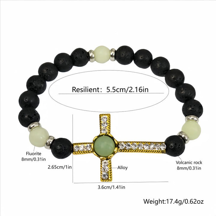 Armband aus Vulkangestein mit im Dunkeln leuchtendem Kreuz von Christianartworkshop: Verkörpere seine strahlende Gnade - image 8