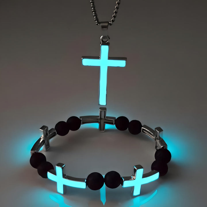 Christianartworkshop Leuchtendes Kreuz-Halsketten- und Perlenarmband-Set: Erinnert an sein stilles Licht - image 4
