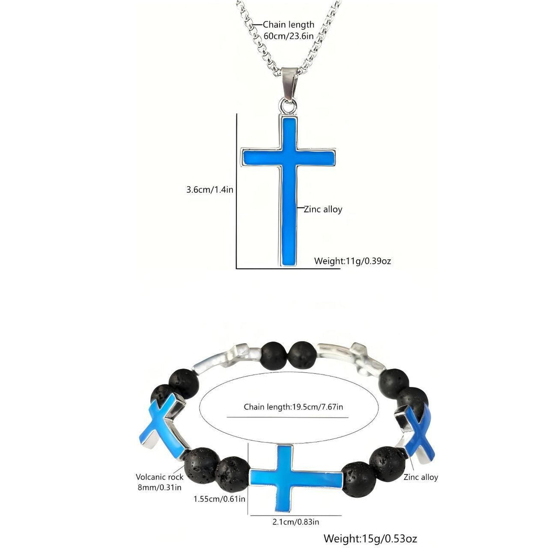 Christianartworkshop Leuchtendes Kreuz-Halsketten- und Perlenarmband-Set: Erinnert an sein stilles Licht - image 6