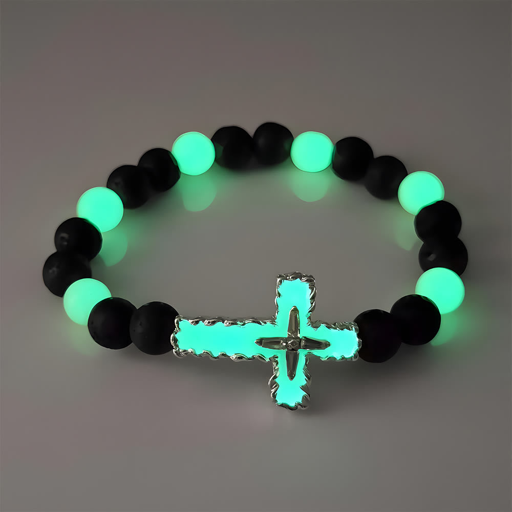 Christianartworkshop Dreifarbige Leuchtkreuz-Halskette & Perlenarmband-Set: Erinnert an sein stilles Licht - image 8