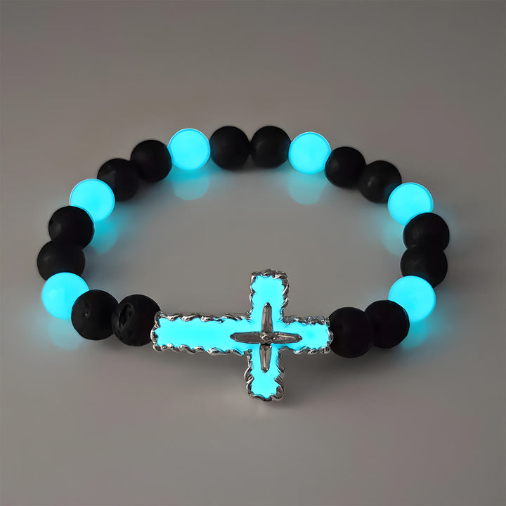 Christianartworkshop Dreifarbige Leuchtkreuz-Halskette & Perlenarmband-Set: Erinnert an sein stilles Licht - image 3