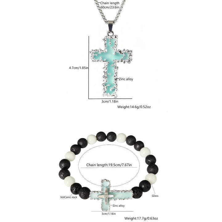 Christianartworkshop Dreifarbige Leuchtkreuz-Halskette & Perlenarmband-Set: Erinnert an sein stilles Licht - image 9