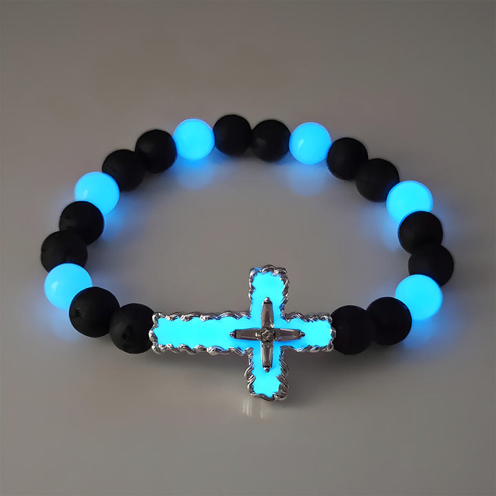 Christianartworkshop Dreifarbige Leuchtkreuz-Halskette & Perlenarmband-Set: Erinnert an sein stilles Licht - image 5