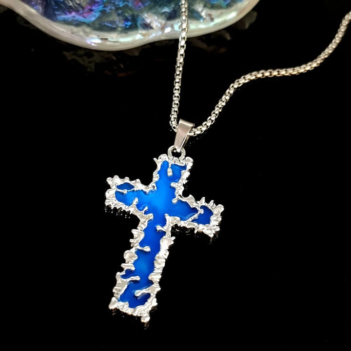 Christianartworkshop Dreifarbige Leuchtkreuz-Halskette & Perlenarmband-Set: Erinnert an sein stilles Licht - image 6