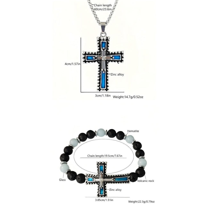 Christianartworkshop Leuchtendes Kreuz-Schmuckset mit Vulkanstein: Halte Seine Gnade auch nach Einbruch der Dunkelheit nah bei dir. - image 9