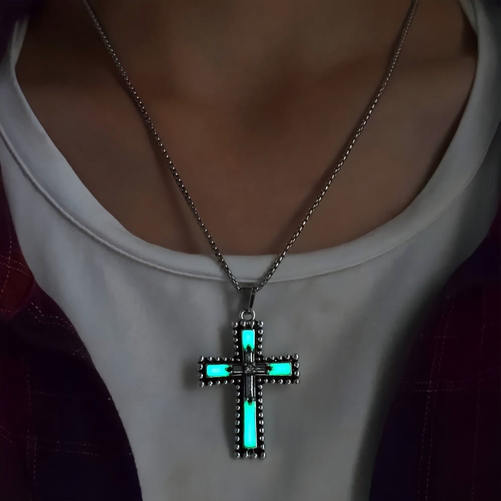 Christianartworkshop Leuchtendes Kreuz-Schmuckset mit Vulkanstein: Halte Seine Gnade auch nach Einbruch der Dunkelheit nah bei dir. - image 5
