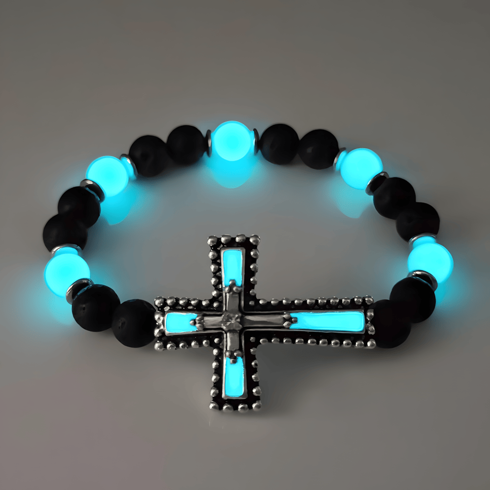 Christianartworkshop Leuchtendes Kreuz-Schmuckset mit Vulkanstein: Halte Seine Gnade auch nach Einbruch der Dunkelheit nah bei dir. - image 8