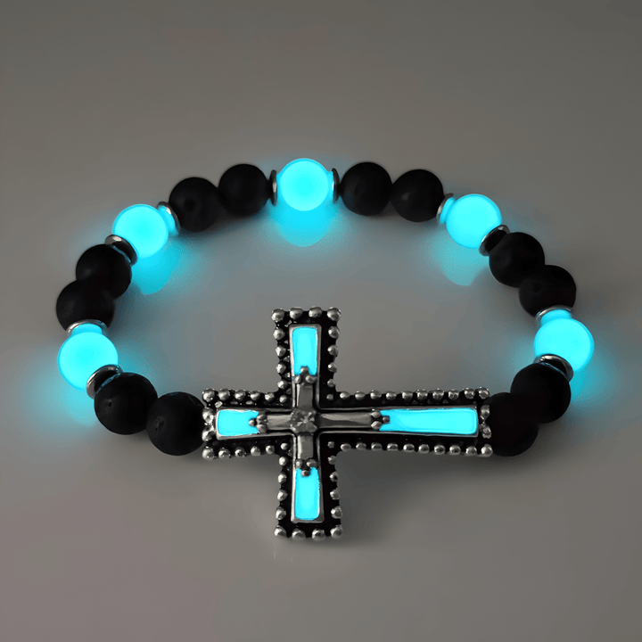 Christianartworkshop Leuchtendes Kreuz-Schmuckset mit Vulkanstein: Halte Seine Gnade auch nach Einbruch der Dunkelheit nah bei dir. - image 8