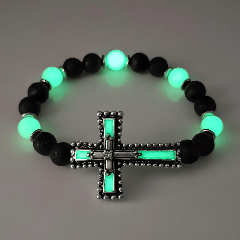 Christianartworkshop Leuchtendes Kreuz-Schmuckset mit Vulkanstein: Halte Seine Gnade auch nach Einbruch der Dunkelheit nah bei dir. - image 6