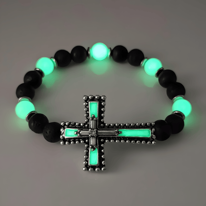 Christianartworkshop Leuchtendes Kreuz-Schmuckset mit Vulkanstein: Halte Seine Gnade auch nach Einbruch der Dunkelheit nah bei dir. - image 6