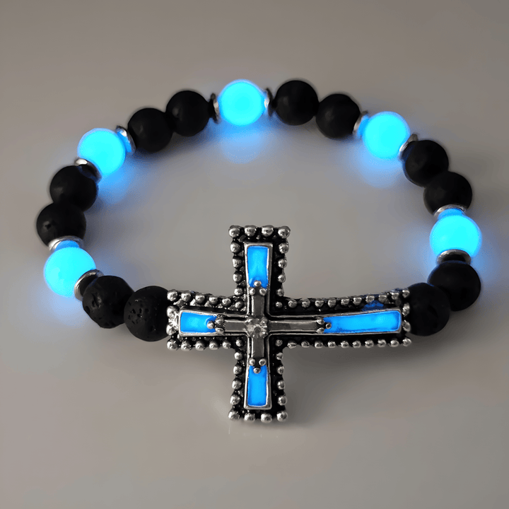 Christianartworkshop Leuchtendes Kreuz-Schmuckset mit Vulkanstein: Halte Seine Gnade auch nach Einbruch der Dunkelheit nah bei dir. - image 1