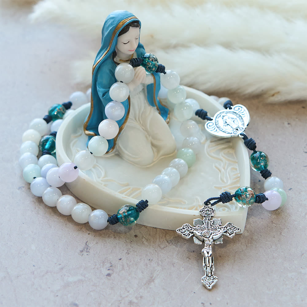 Christianartworkshop Farbwechselnder Rosenkranz mit Katzenaugenmotiv und der Muttergottes als Schutzpatronin: Schimmerndes Glaubensdesign - image 12