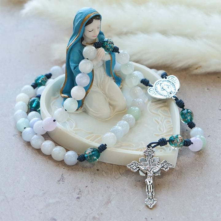 Christianartworkshop Farbwechselnder Rosenkranz mit Katzenaugenmotiv und der Muttergottes als Schutzpatronin: Schimmerndes Glaubensdesign - image 12