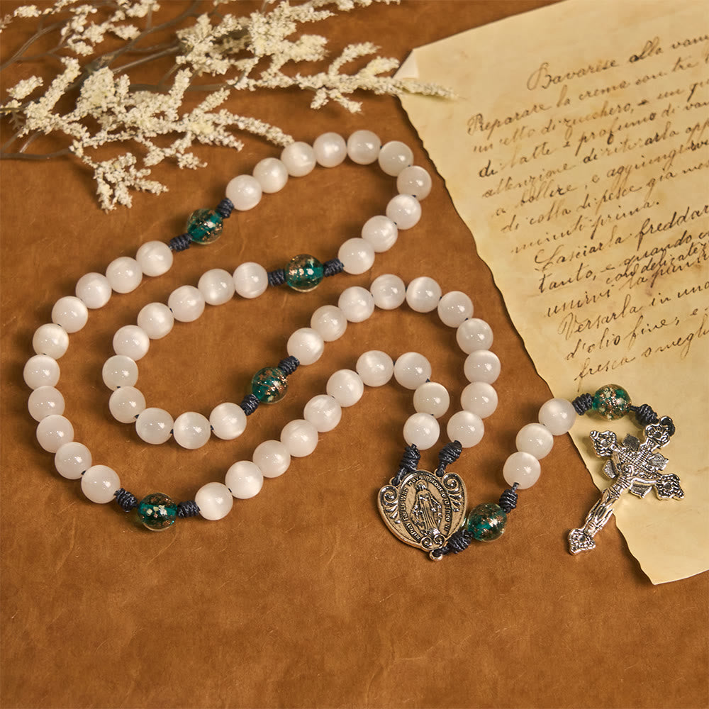 Christianartworkshop Farbwechselnder Rosenkranz mit Katzenaugenmotiv und der Muttergottes als Schutzpatronin: Schimmerndes Glaubensdesign - image 10