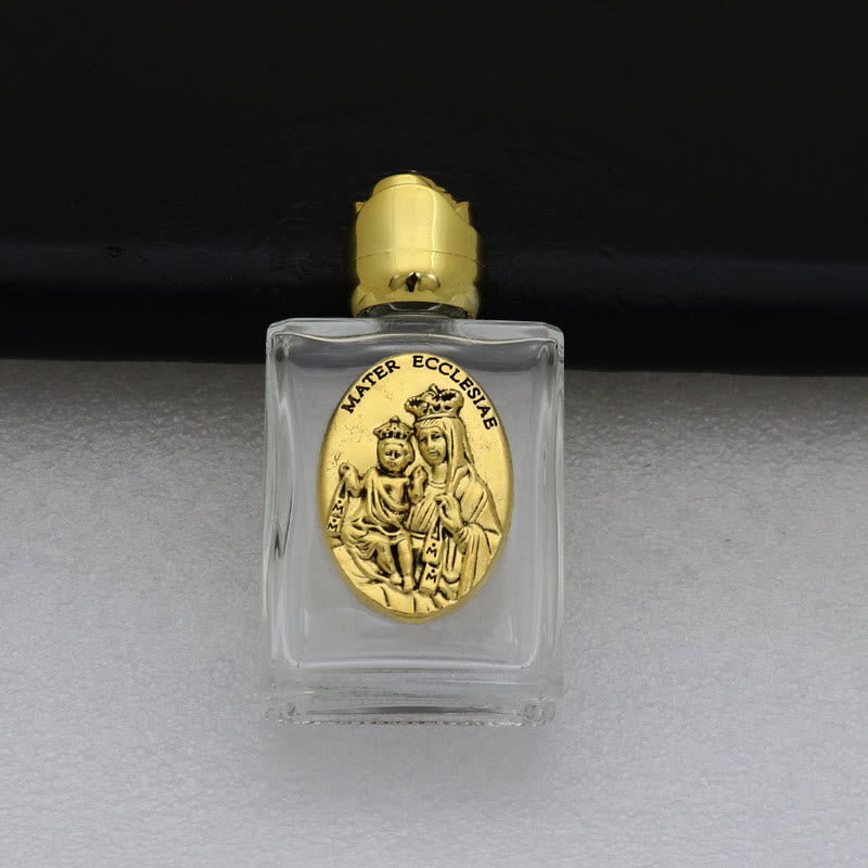 Christianartworkshop Weihwasserflasche mit geprägter heiliger Ikone: Trage seine Fürsorge in spirituellen Momenten bei dir. - Quadratische Flasche - Mater Ecclesiae - Golden - image 5