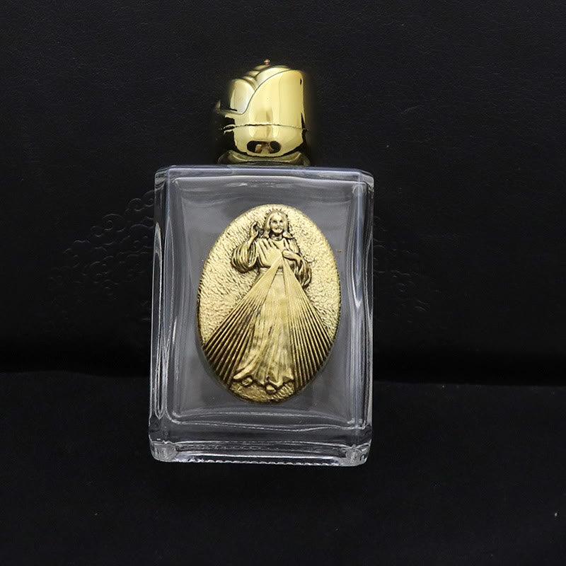 Christianartworkshop Weihwasserflasche mit geprägter heiliger Ikone: Trage seine Fürsorge in spirituellen Momenten bei dir. - Quadratische Flasche - Göttliche Barmherzigkeit - Golden - image 10