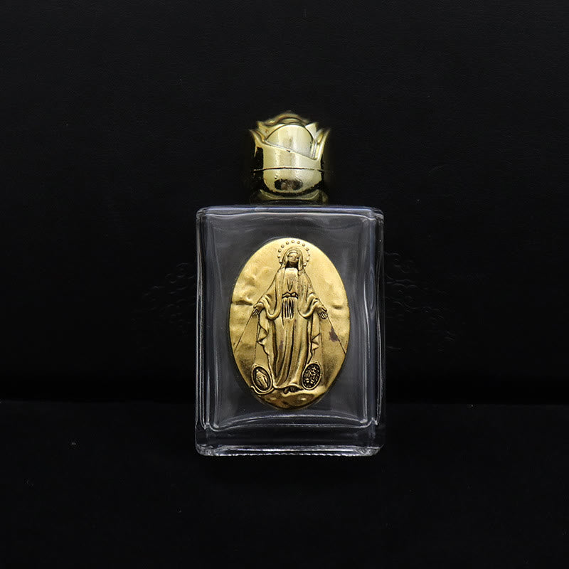 Christianartworkshop Weihwasserflasche mit geprägter heiliger Ikone: Trage seine Fürsorge in spirituellen Momenten bei dir. - Quadratische Flasche - Wundermedaille - Golden - image 7