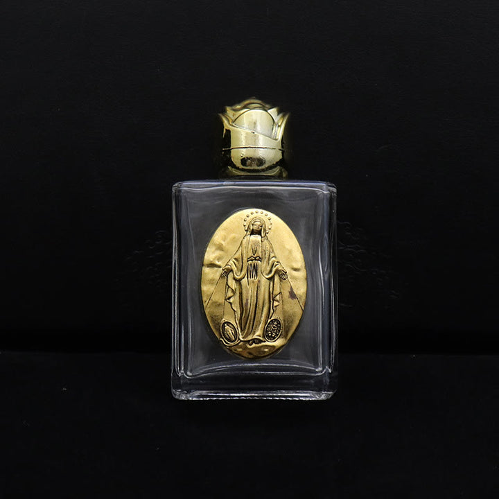 Christianartworkshop Weihwasserflasche mit geprägter heiliger Ikone: Trage seine Fürsorge in spirituellen Momenten bei dir. - Quadratische Flasche - Wundermedaille - Golden - image 7