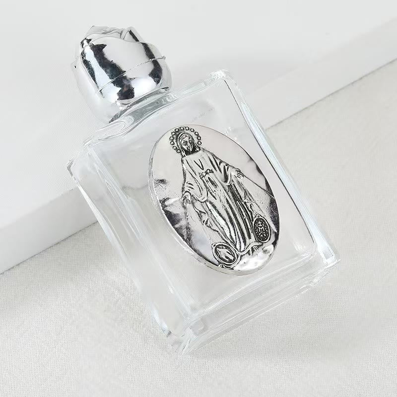 Christianartworkshop Weihwasserflasche mit geprägter heiliger Ikone: Trage seine Fürsorge in spirituellen Momenten bei dir. - Quadratische Flasche - Wundermedaille - Silber - image 16