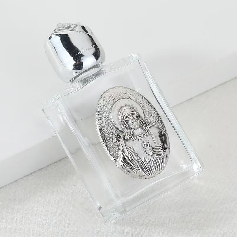Christianartworkshop Weihwasserflasche mit geprägter heiliger Ikone: Trage seine Fürsorge in spirituellen Momenten bei dir. - Quadratische Flasche - Jesus, das Heilige Herz - Silber - image 13