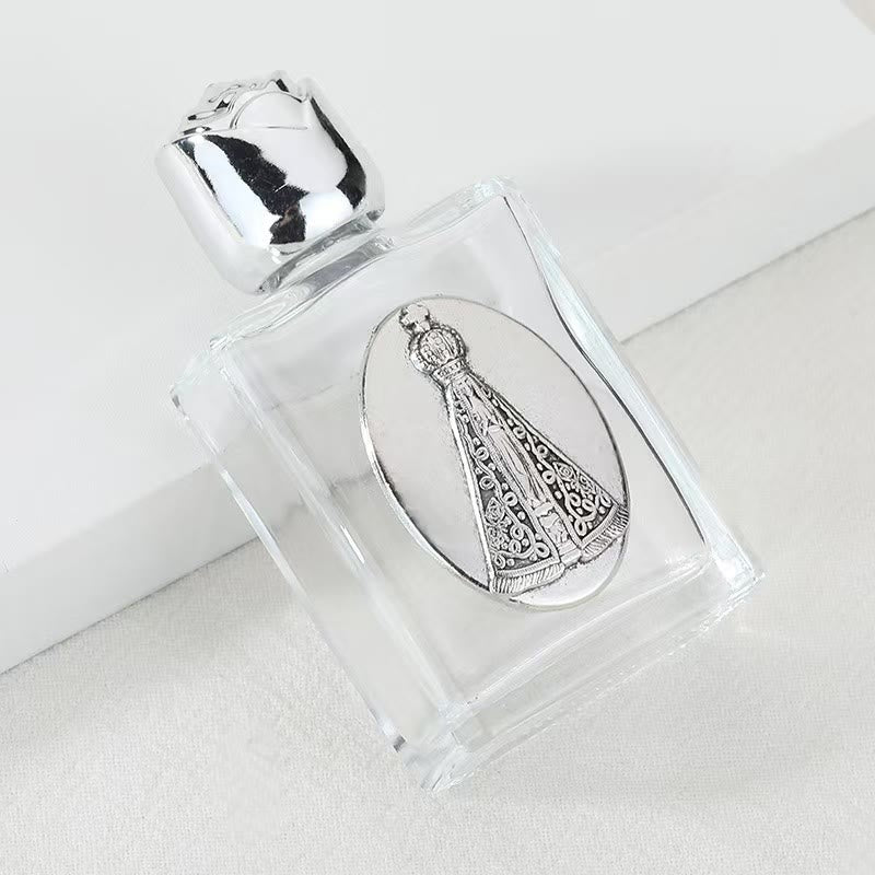 Christianartworkshop Weihwasserflasche mit geprägter heiliger Ikone: Trage seine Fürsorge in spirituellen Momenten bei dir. - Quadratische Flasche - Unsere Liebe Frau von Aparecida - Silber - image 21