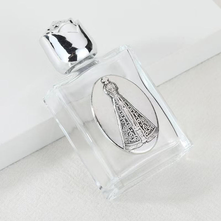 Christianartworkshop Weihwasserflasche mit geprägter heiliger Ikone: Trage seine Fürsorge in spirituellen Momenten bei dir. - Quadratische Flasche - Unsere Liebe Frau von Aparecida - Silber - image 21