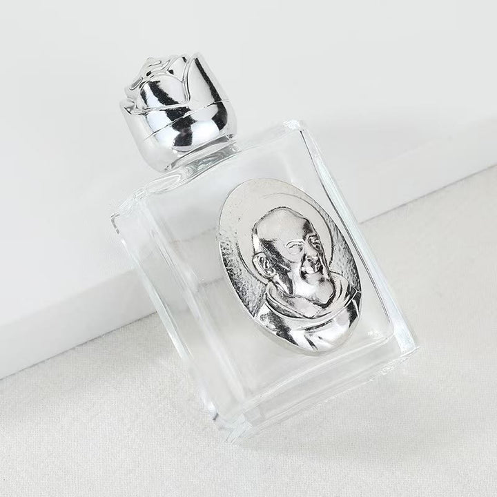 Christianartworkshop Weihwasserflasche mit geprägter heiliger Ikone: Trage seine Fürsorge in spirituellen Momenten bei dir. - Quadratische Flasche - Papst Franziskus - Silber - image 20