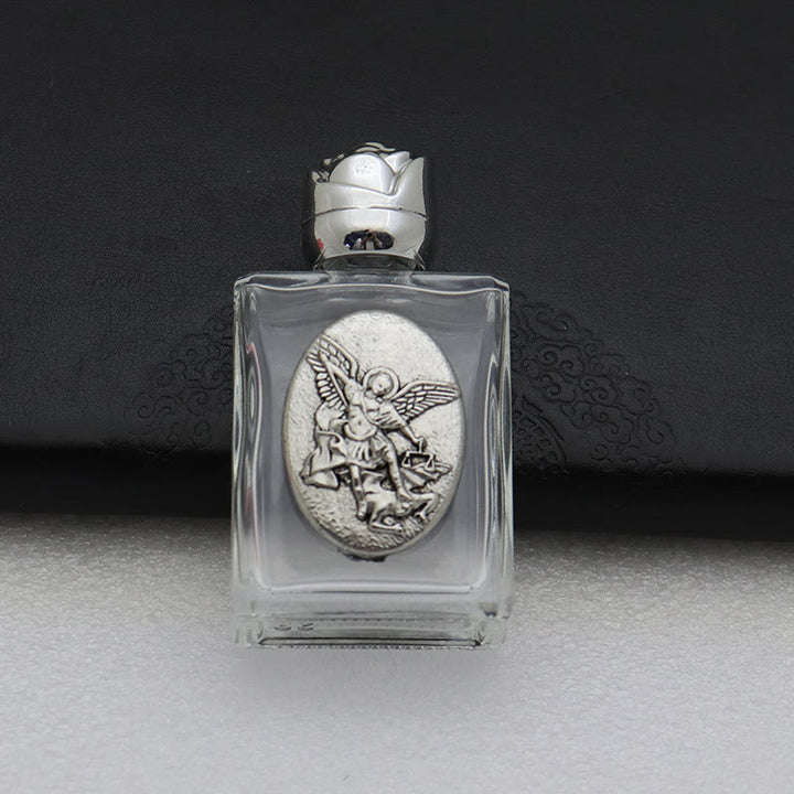 Christianartworkshop Weihwasserflasche mit geprägter heiliger Ikone: Trage seine Fürsorge in spirituellen Momenten bei dir. - Quadratische Flasche - St. Michael - Silber - image 24