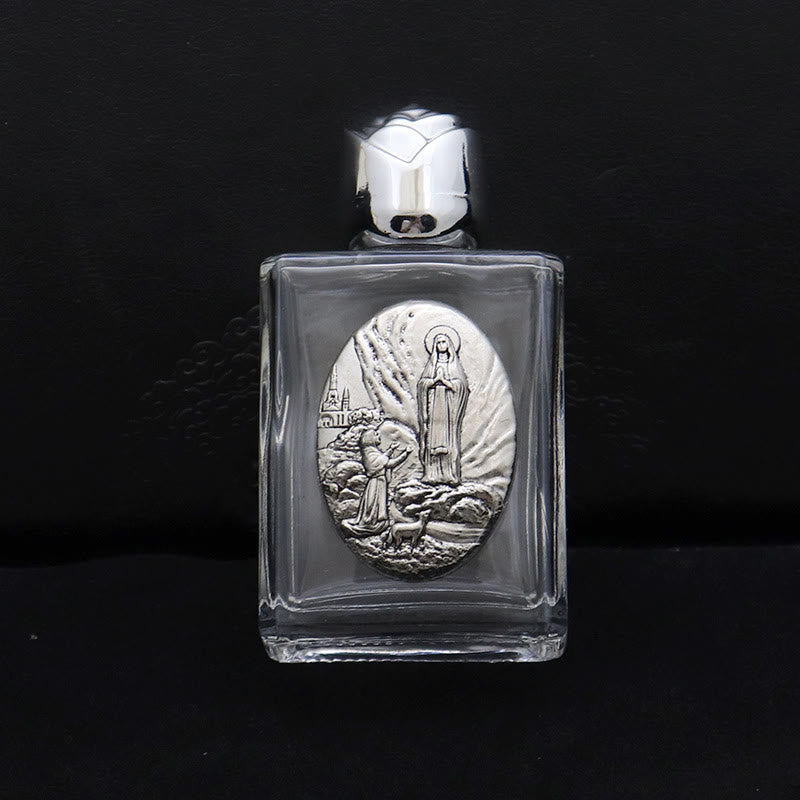 Christianartworkshop Weihwasserflasche mit geprägter heiliger Ikone: Trage seine Fürsorge in spirituellen Momenten bei dir. - Quadratische Flasche - Unsere Liebe Frau von Fatima - Silber - image 17