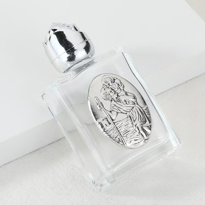 Christianartworkshop Weihwasserflasche mit geprägter heiliger Ikone: Trage seine Fürsorge in spirituellen Momenten bei dir. - Quadratische Flasche - Der heilige Christophorus - Silber - image 18