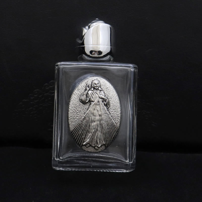 Christianartworkshop Weihwasserflasche mit geprägter heiliger Ikone: Trage seine Fürsorge in spirituellen Momenten bei dir. - Quadratische Flasche - Göttliche Barmherzigkeit - Silber - image 19
