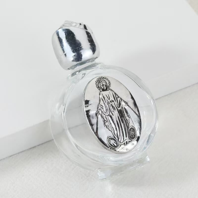 Christianartworkshop Weihwasserflasche mit geprägter heiliger Ikone: Trage seine Fürsorge in spirituellen Momenten bei dir. - Runde Flasche - Wundermedaille - Silber - image 40
