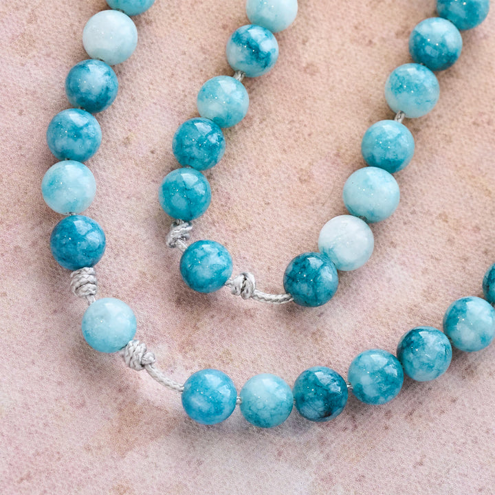 Christianartworkshop Eleganter blauer persischer Jade-Rosenkranz mit Marien-Glaubensbegleiterin - image 8